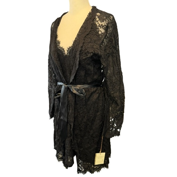 Vintage Other - Vintage 90s Victoria’s Secret Collection Black Lace Robe Set RARE Small Batch
